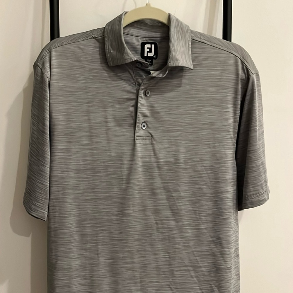 FootJoy FJ Mens Golf Polo Shirt Gray Short Sleeve Men Size M